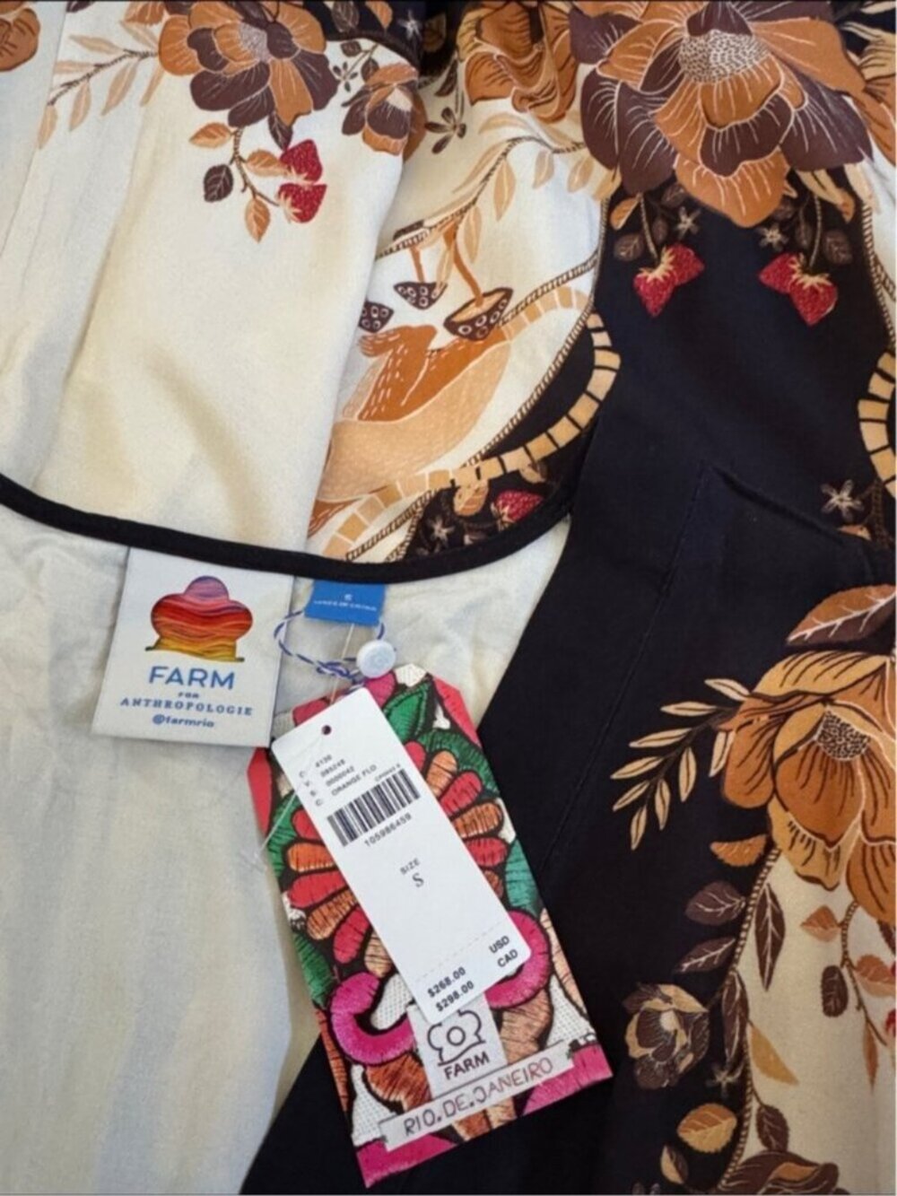 NWT Size S-  Farm Rio Long-Sleeve Floral Wrap Midi Dress (NWT US$ 268) - Picture 11 of 16